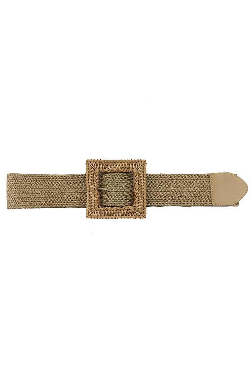 Fashion Square Straw Buckle Belt | Mixtshop LLC