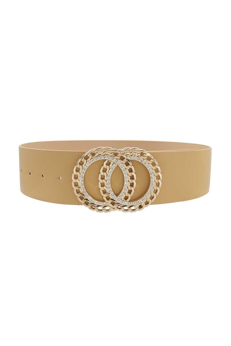 Double Circle Chain And Rhinestone Trim Design Belt | Mixtshop LLC