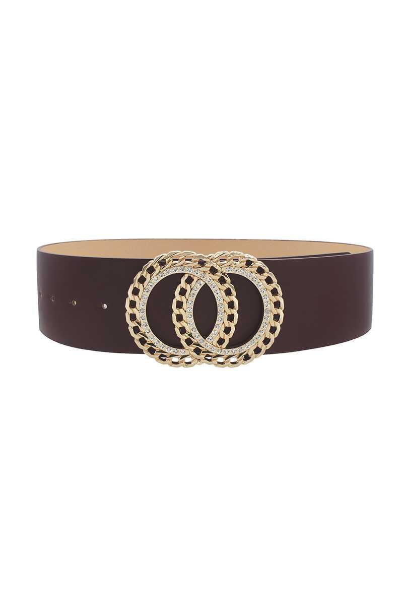 Double Circle Chain And Rhinestone Trim Design Belt | Mixtshop LLC
