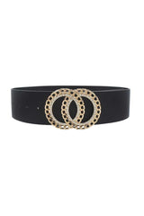 Double Circle Chain And Rhinestone Trim Design Belt | Mixtshop LLC