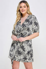 Plus Botanical Print Front Tie Dress | Mixtshop LLC