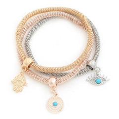 Evil Eye Hamsa Hand Charm Bracelet Set | Mixtshop LLC
