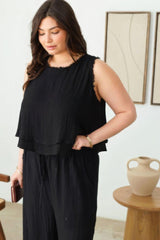 Plus Size Boho Sleeveless Frayed Hem Top | Mixtshop LLC