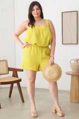 Plus Size Textured Top Elastic Waist Short Sets | Mixtshop LLC