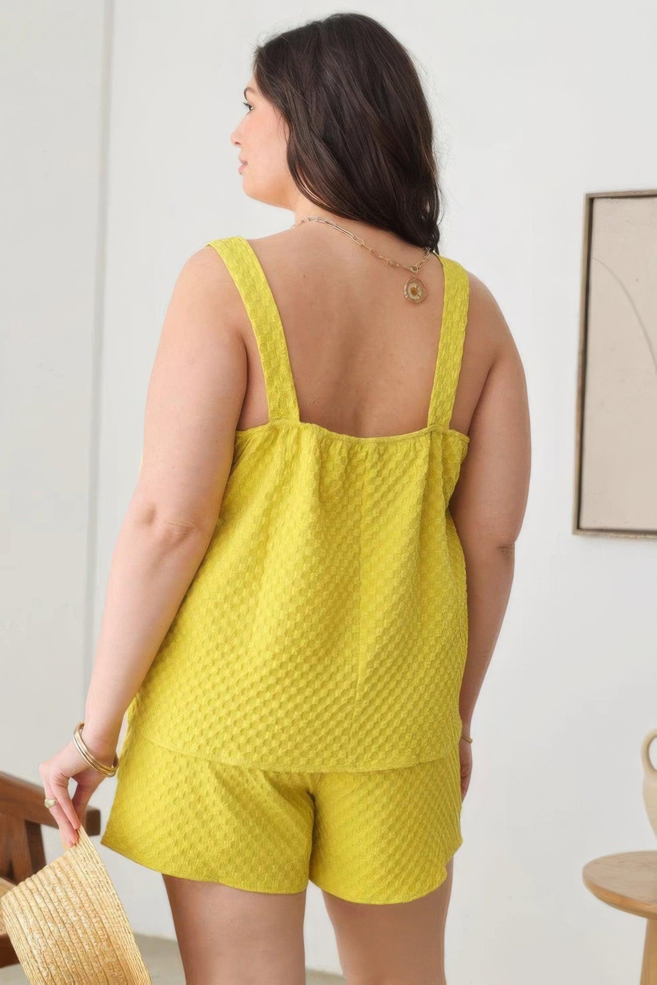 Plus Size Textured Top Elastic Waist Short Sets | Mixtshop LLC