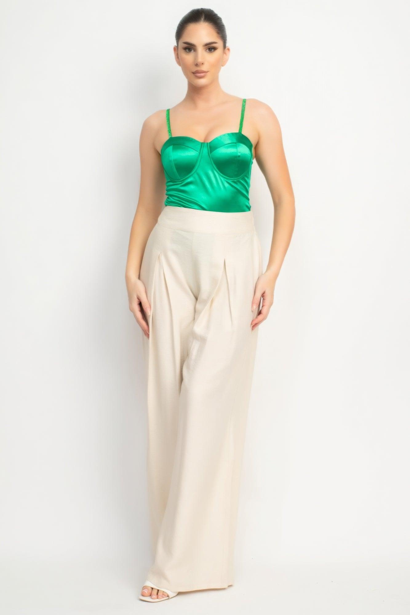 Rhinestone Strap Sweetheart Bodysuit | Mixtshop LLC