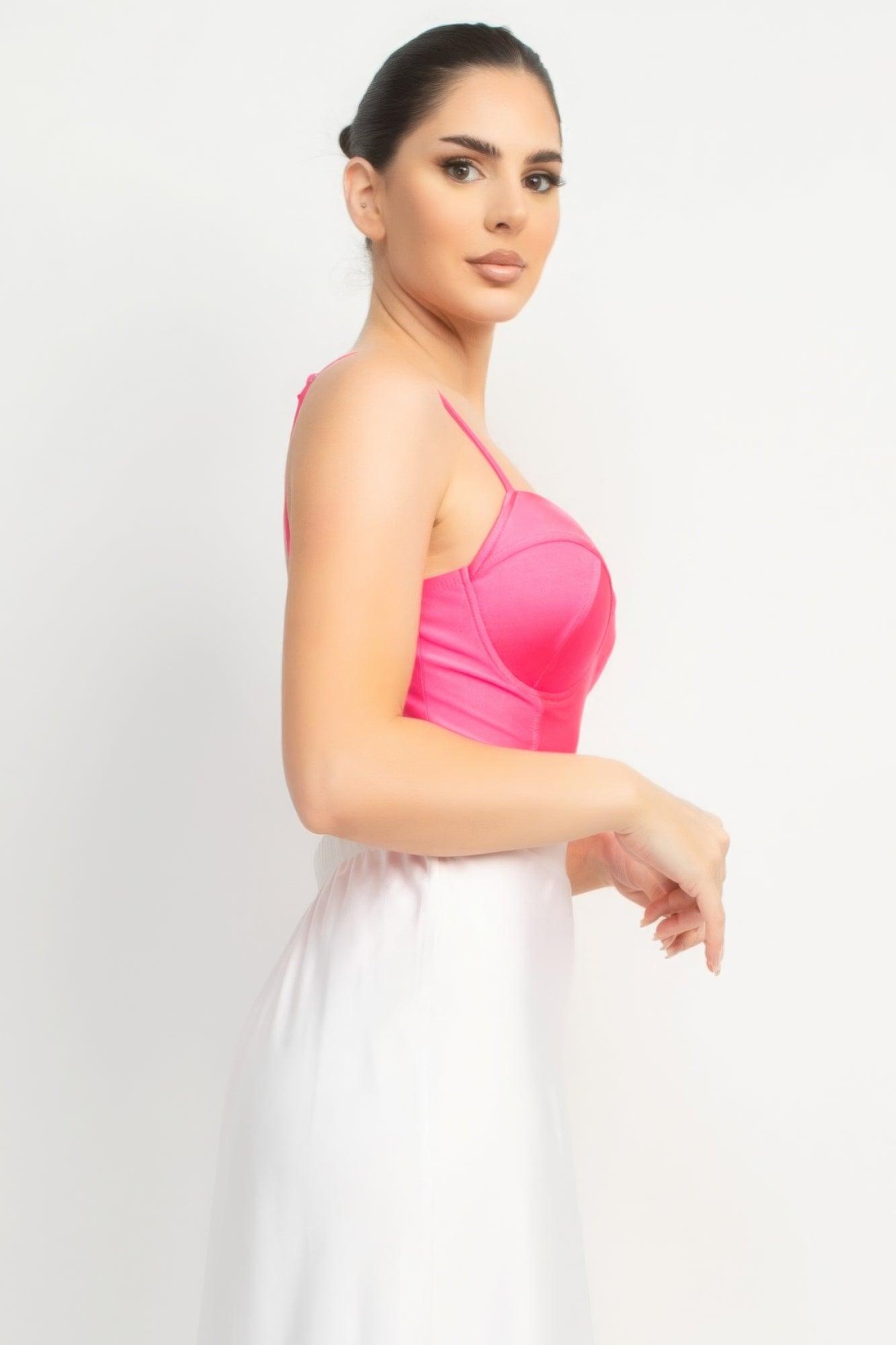 Rhinestone Strap Sweetheart Bodysuit | Mixtshop LLC