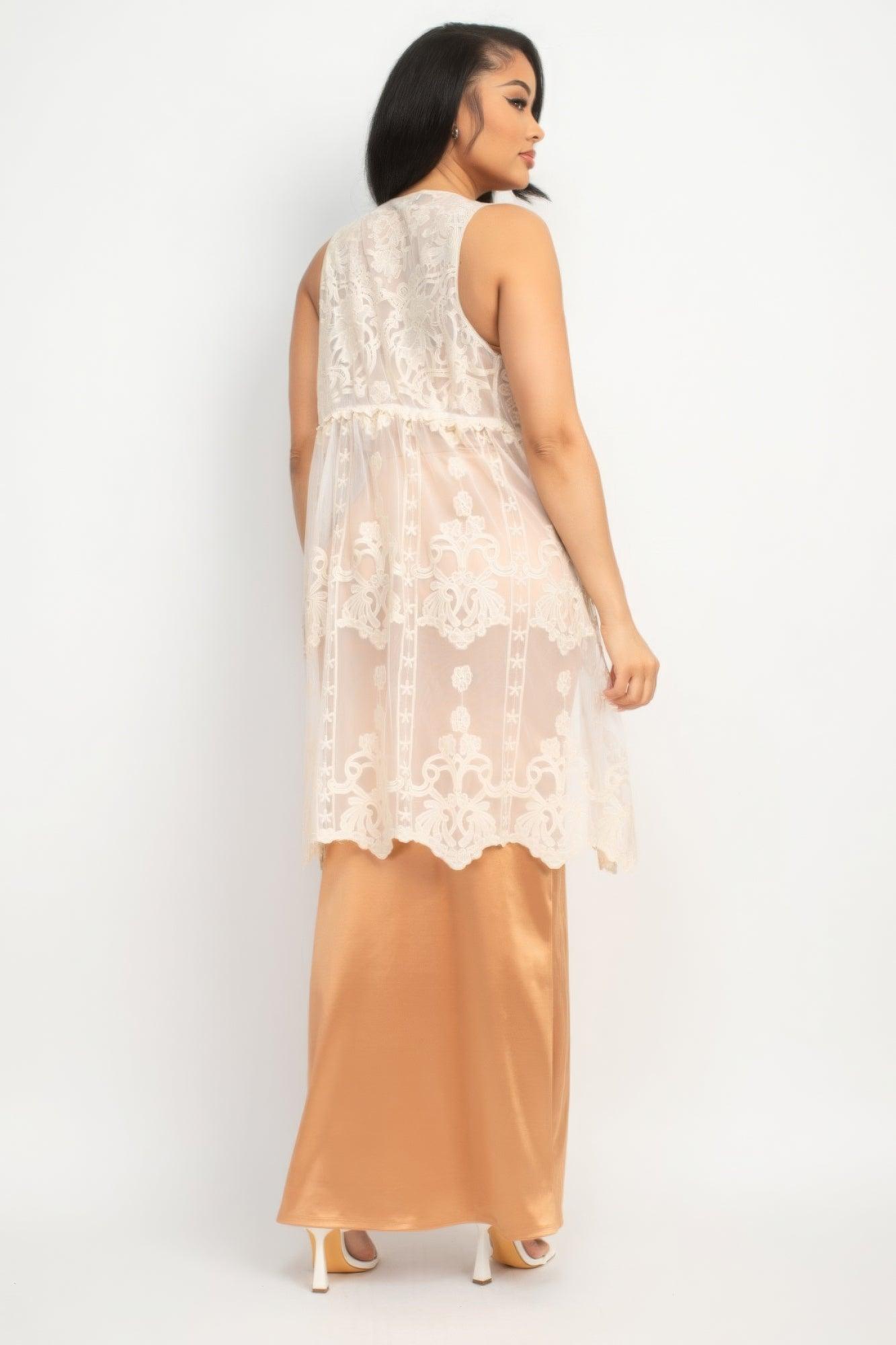 Sheer Embroidered Lace Vest | Mixtshop LLC