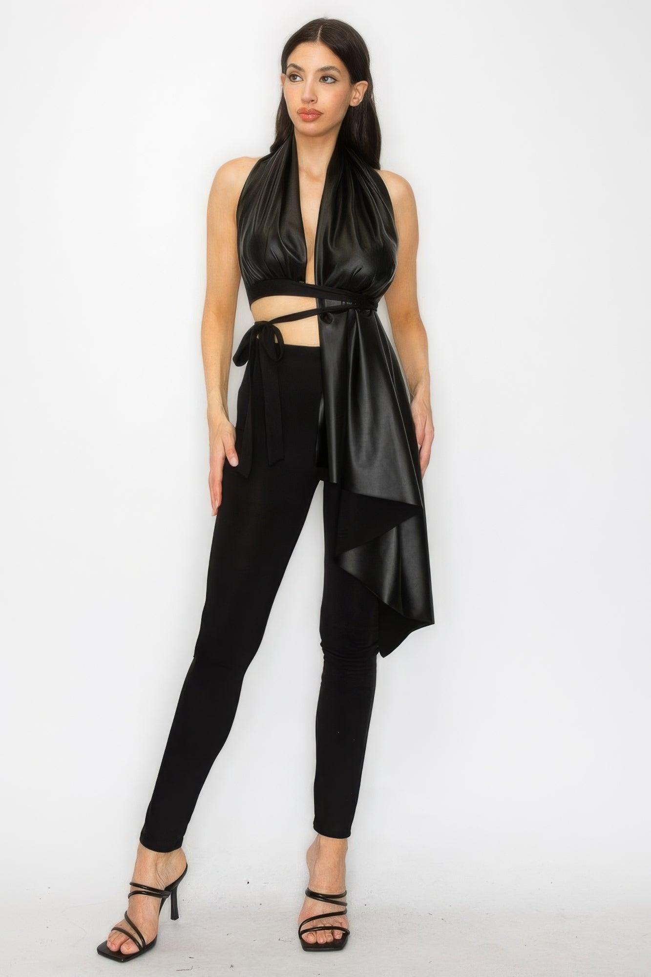 Faux Leather Top Pants Set | Mixtshop LLC