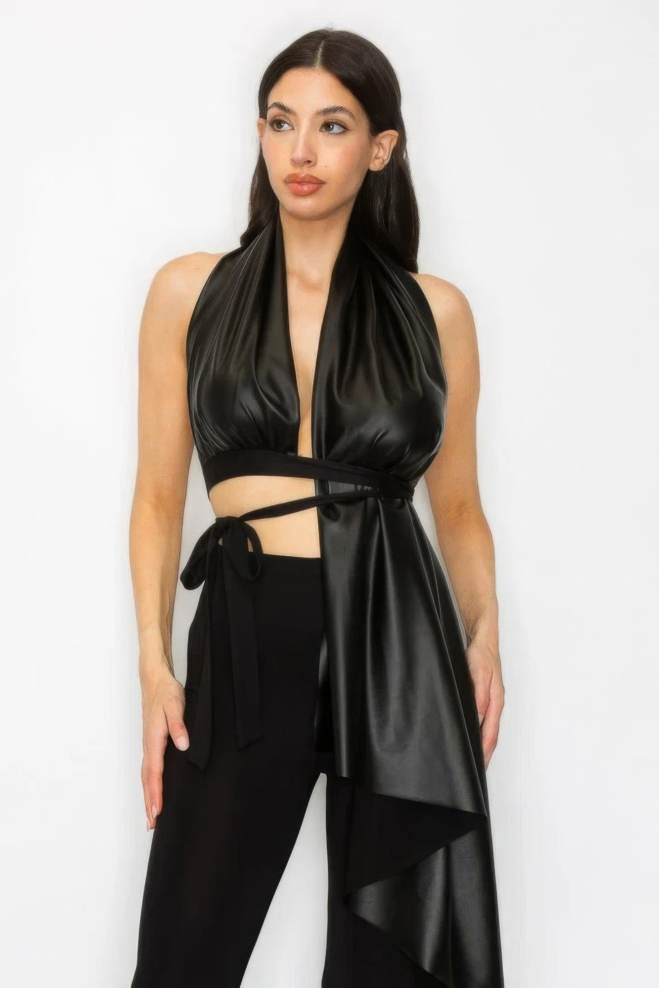 Faux Leather Top Pants Set | Mixtshop LLC