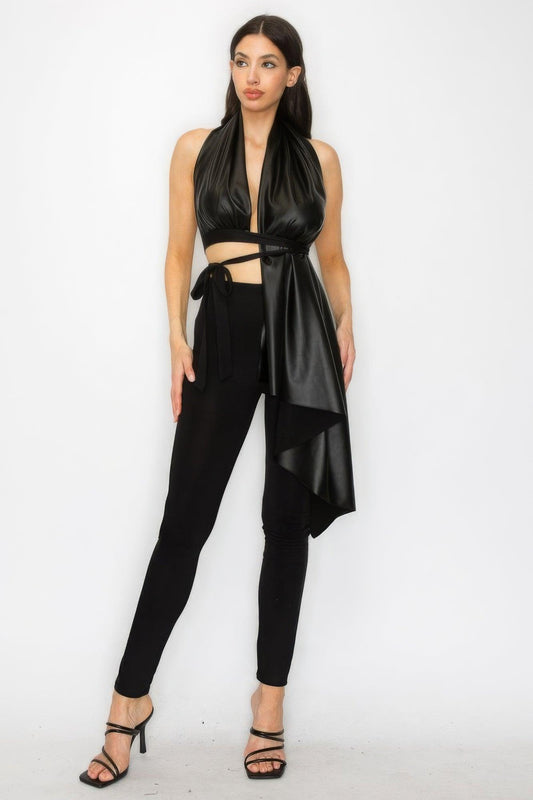 Faux Leather Top Pants Set | Mixtshop LLC