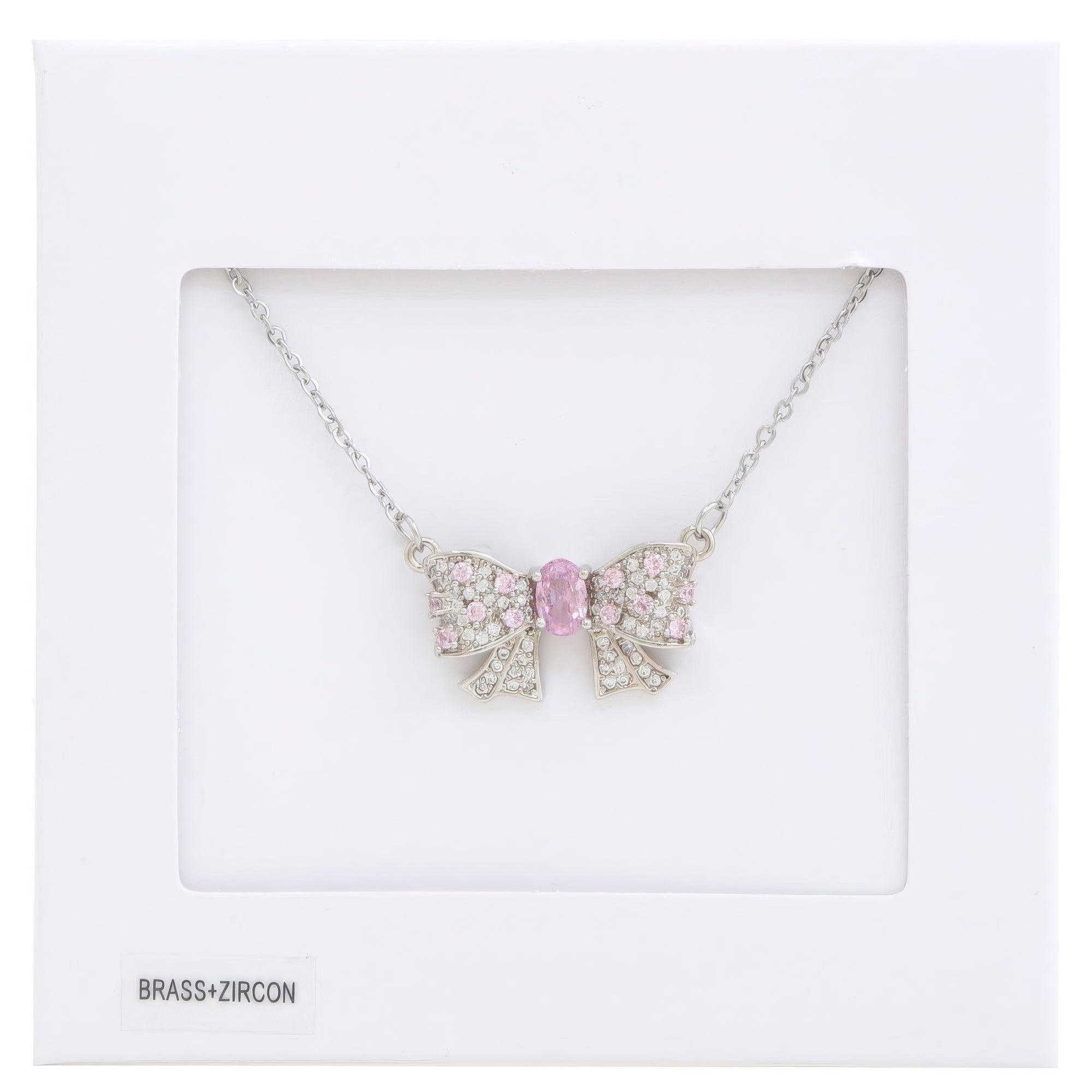 Rhinestone Bow Metal Necklace | Mixtshop LLC