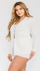 Plus Solid Blazer 2 Piece Belted Short Set | Mixtshop LLC