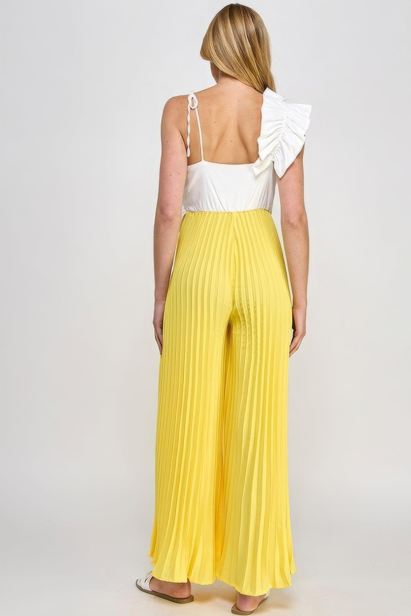 Cami Asymmetrical Ruffle Detail Pleated Bottom Jumpsuit | Mixtshop LLC