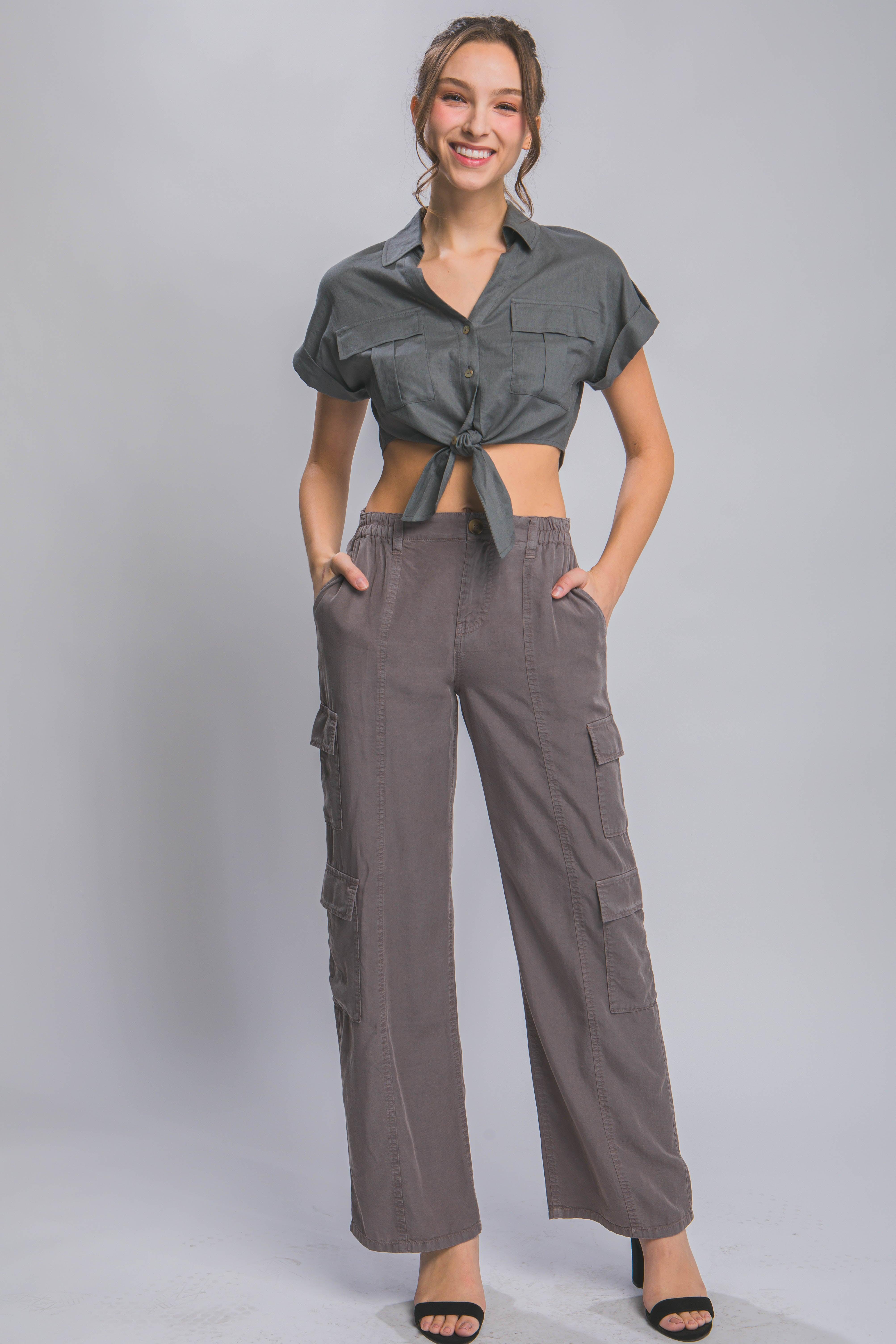Full-length Tencel Pants With Cargo Pockets | Mixtshop LLC