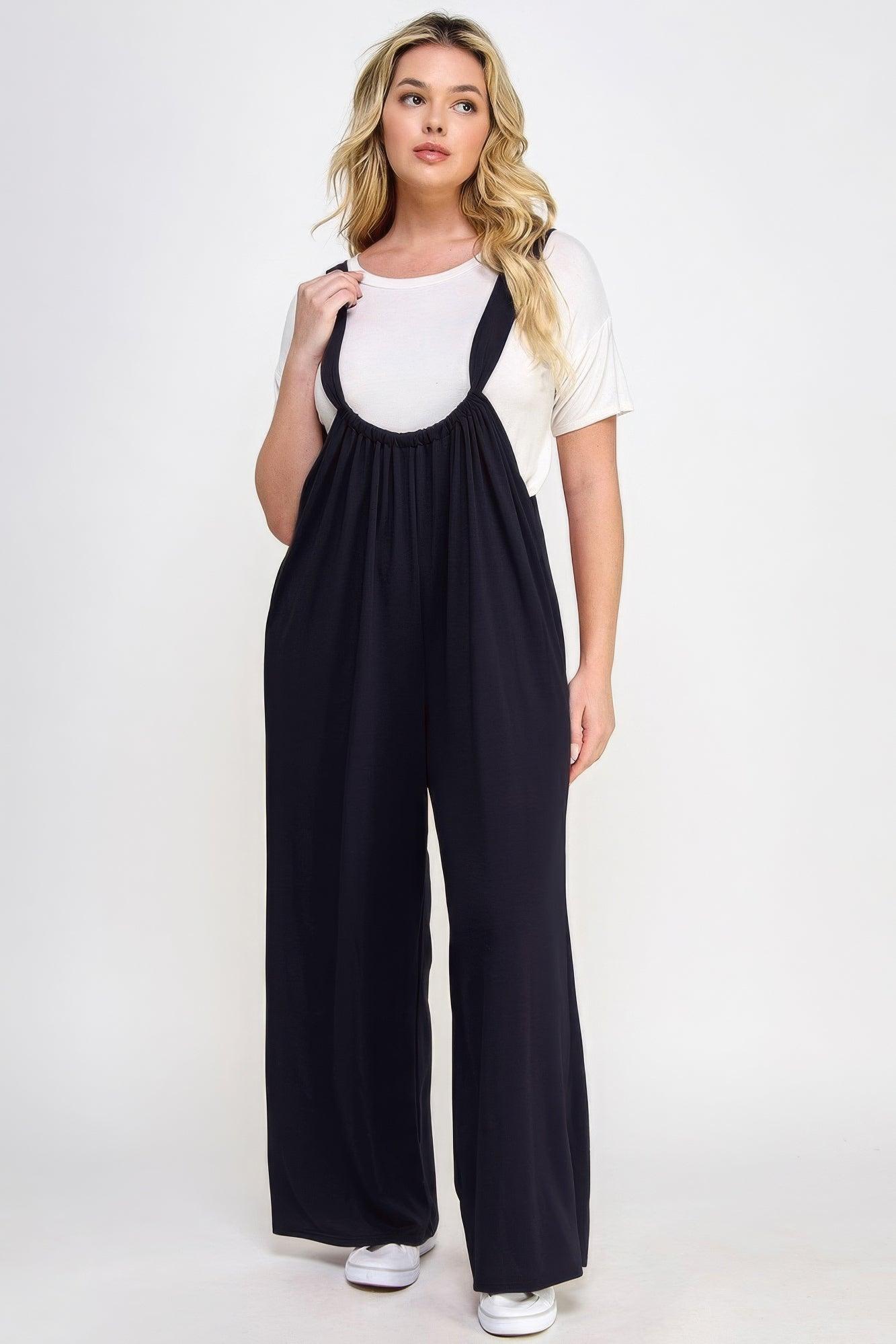 French Terry Wide Leg Jumpsuit Overalls | Mixtshop LLC