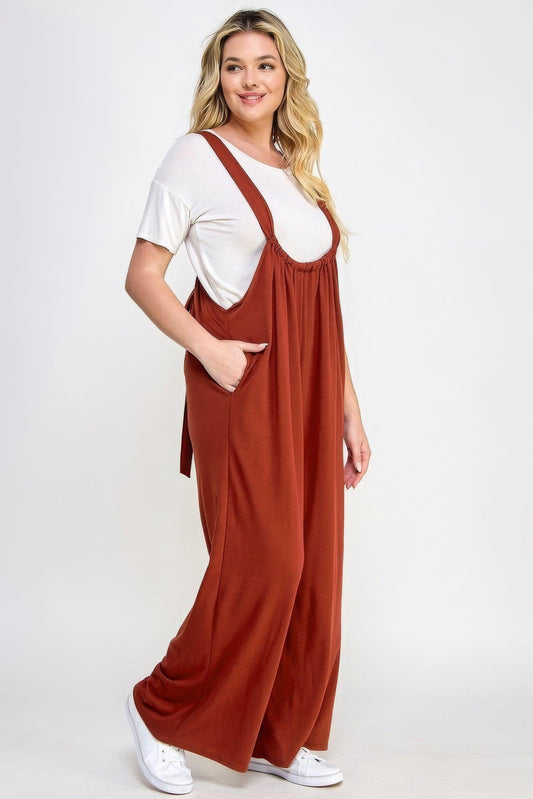 French Terry Wide Leg Jumpsuit Overalls | Mixtshop LLC
