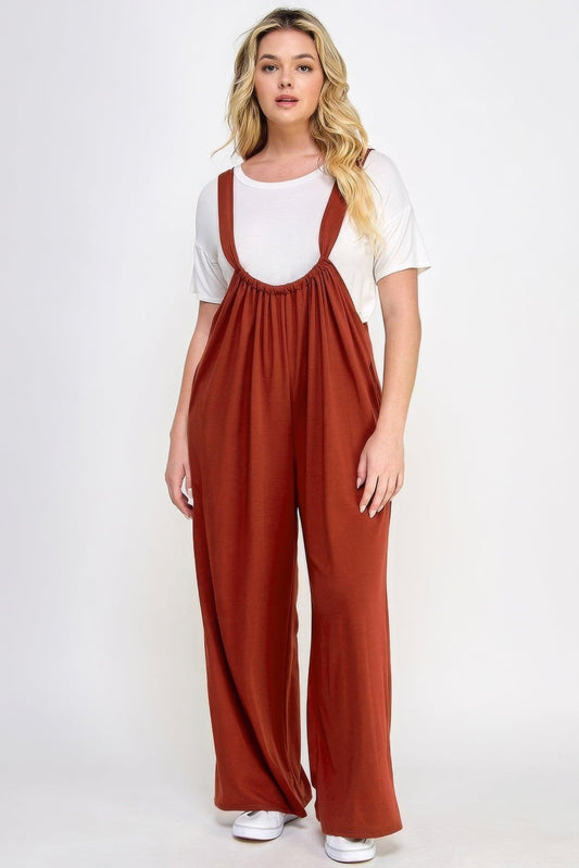 French Terry Wide Leg Jumpsuit Overalls | Mixtshop LLC