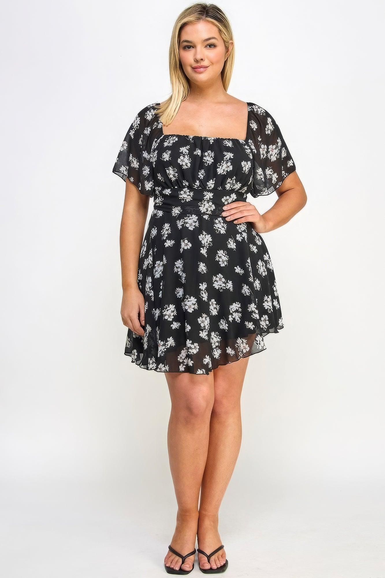 Plus Size Floral Chiffon Dress | Mixtshop LLC