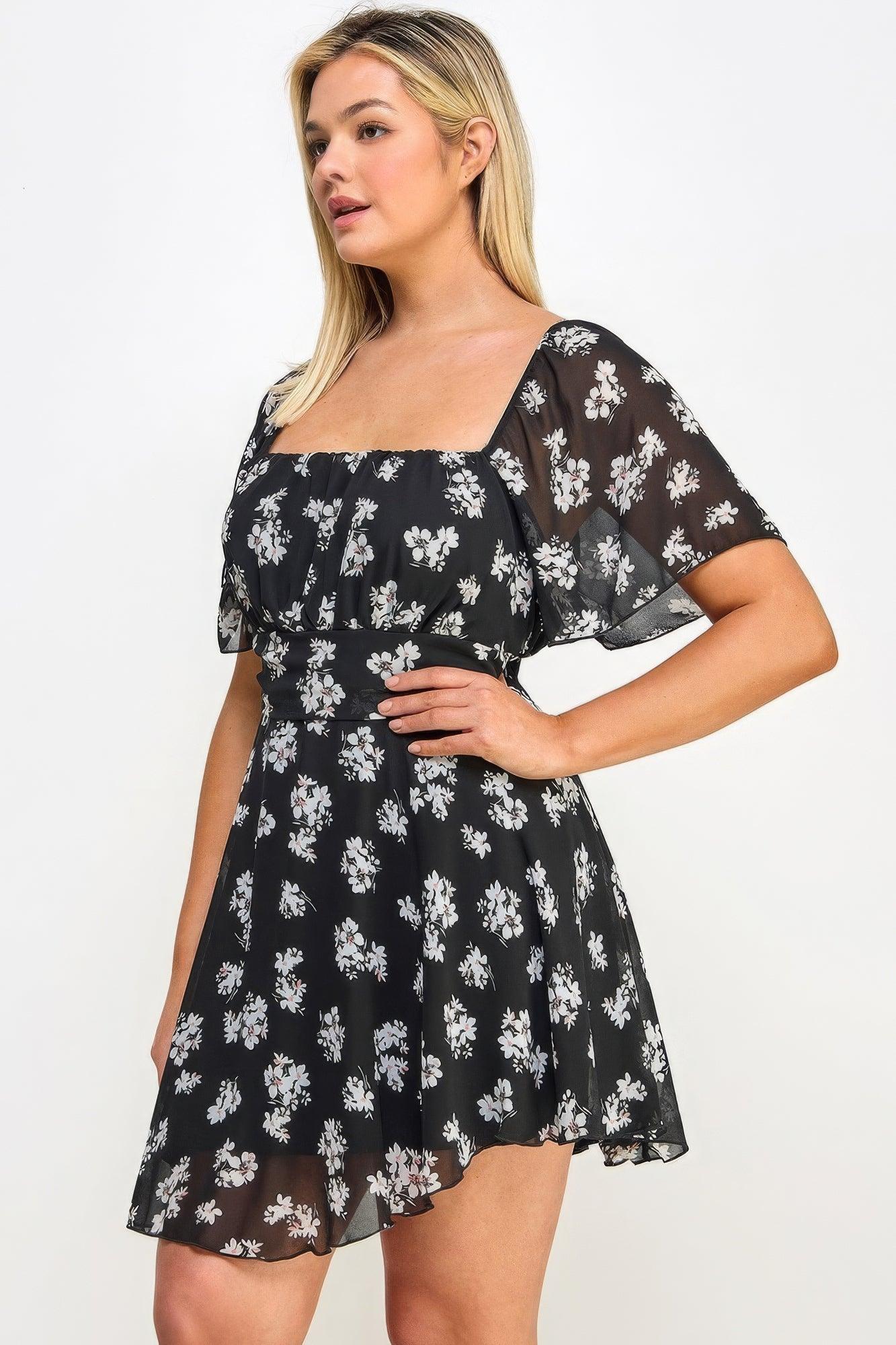 Plus Size Floral Chiffon Dress | Mixtshop LLC