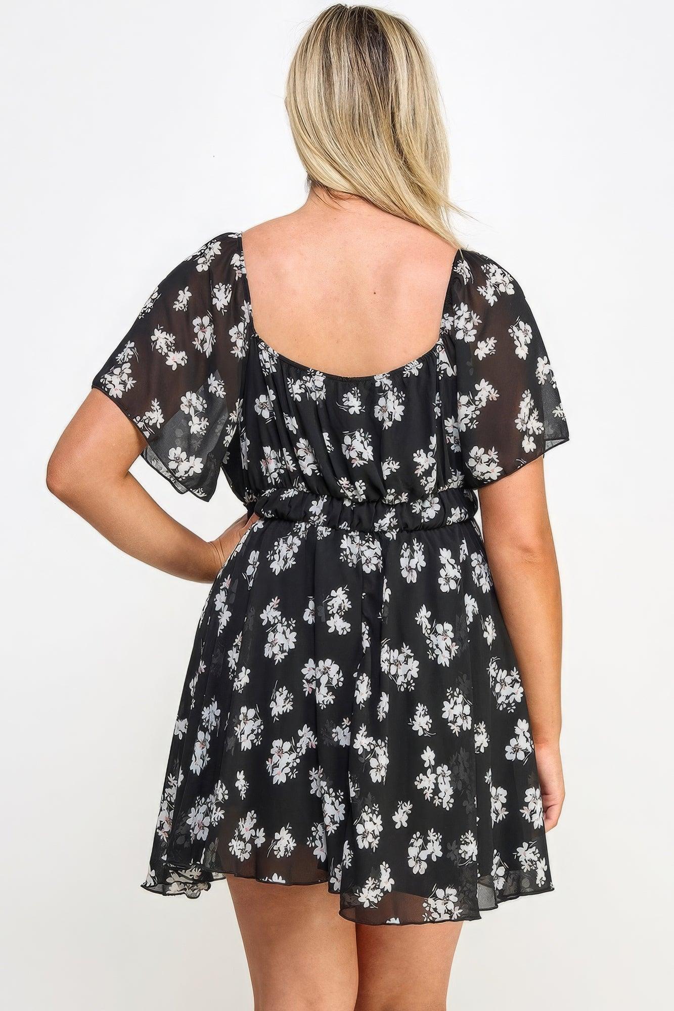 Plus Size Floral Chiffon Dress | Mixtshop LLC