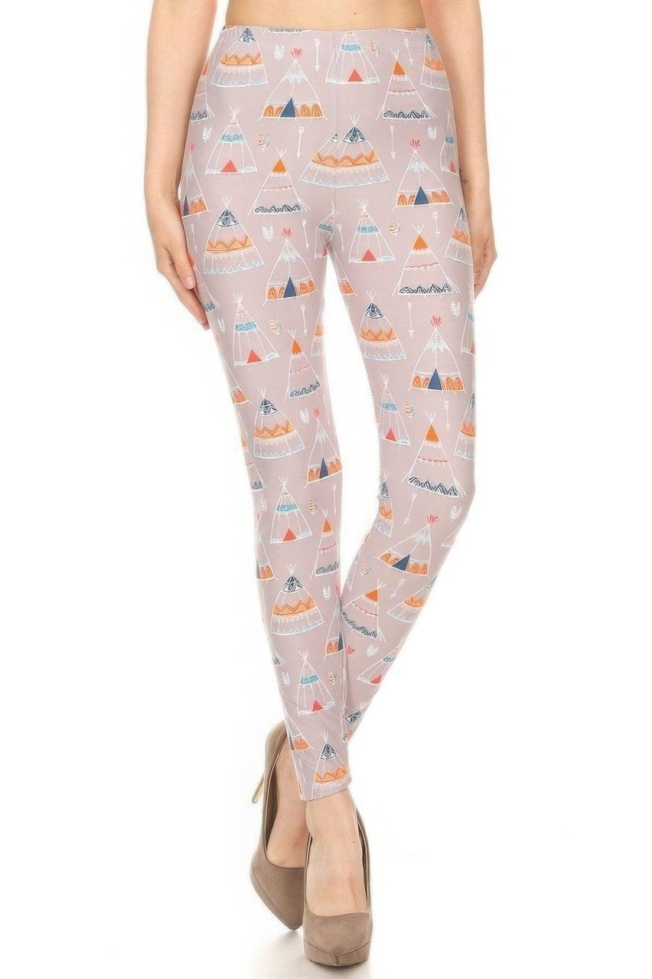 Teepee Print, High Rise, Fitted Leggings, With An Elastic Waistband | Mixtshop LLC