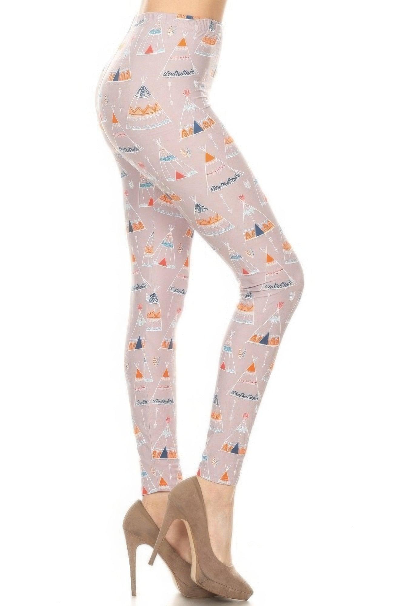 Teepee Print, High Rise, Fitted Leggings, With An Elastic Waistband | Mixtshop LLC