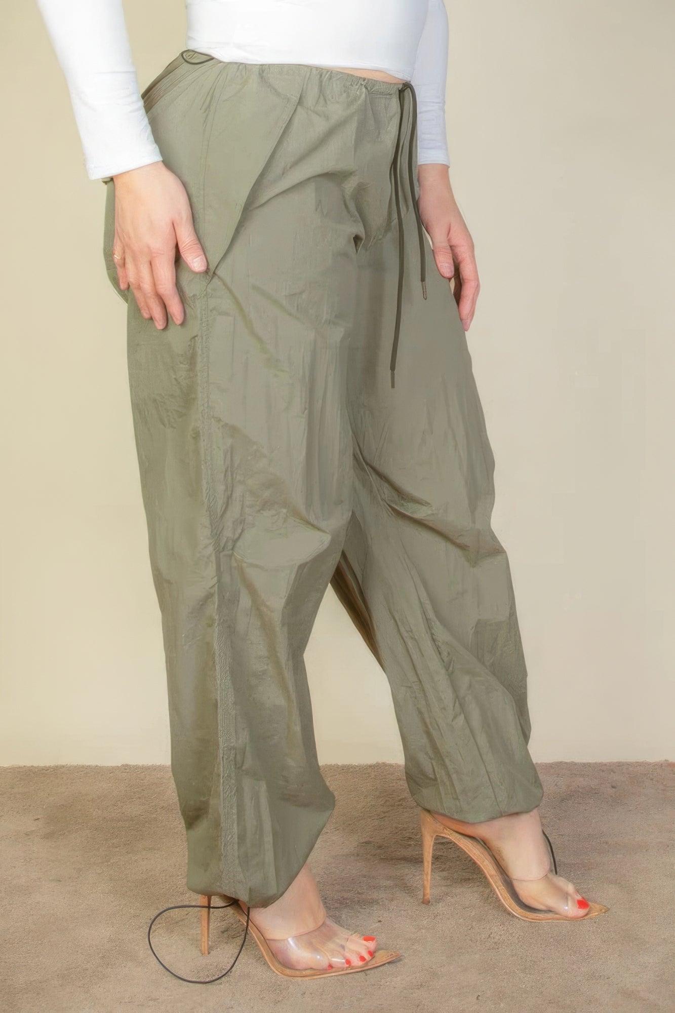 Plus Size Drawstring Waist Parachute Pants | Mixtshop LLC