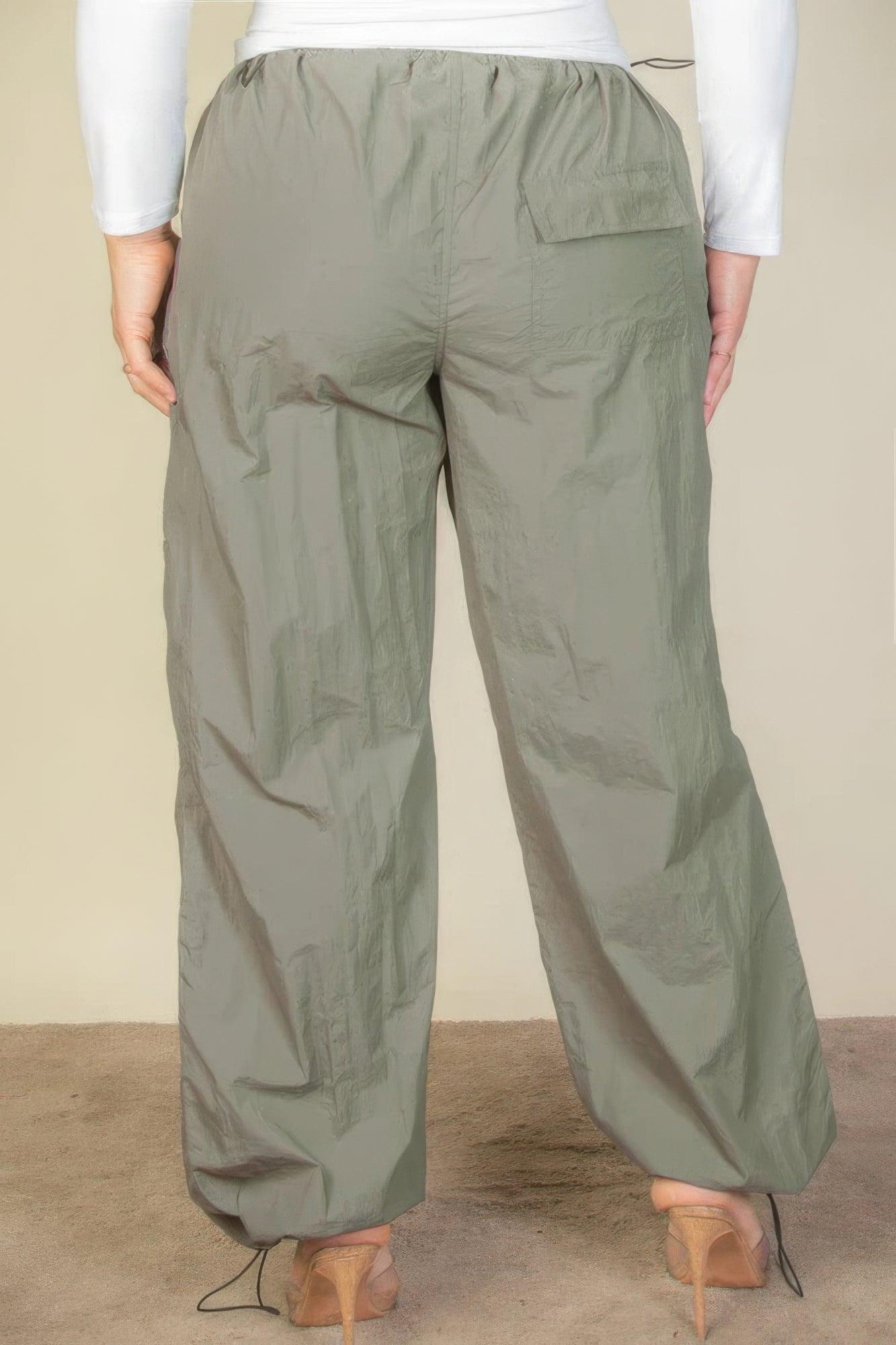 Plus Size Drawstring Waist Parachute Pants | Mixtshop LLC