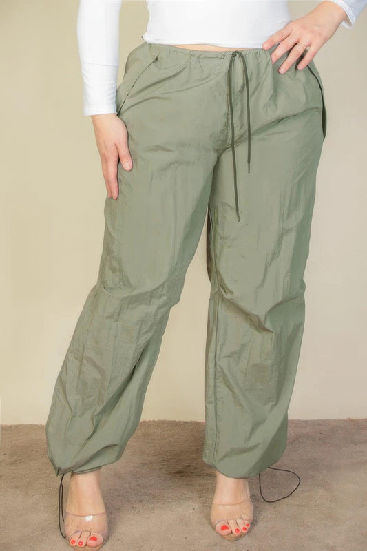 Plus Size Drawstring Waist Parachute Pants | Mixtshop LLC