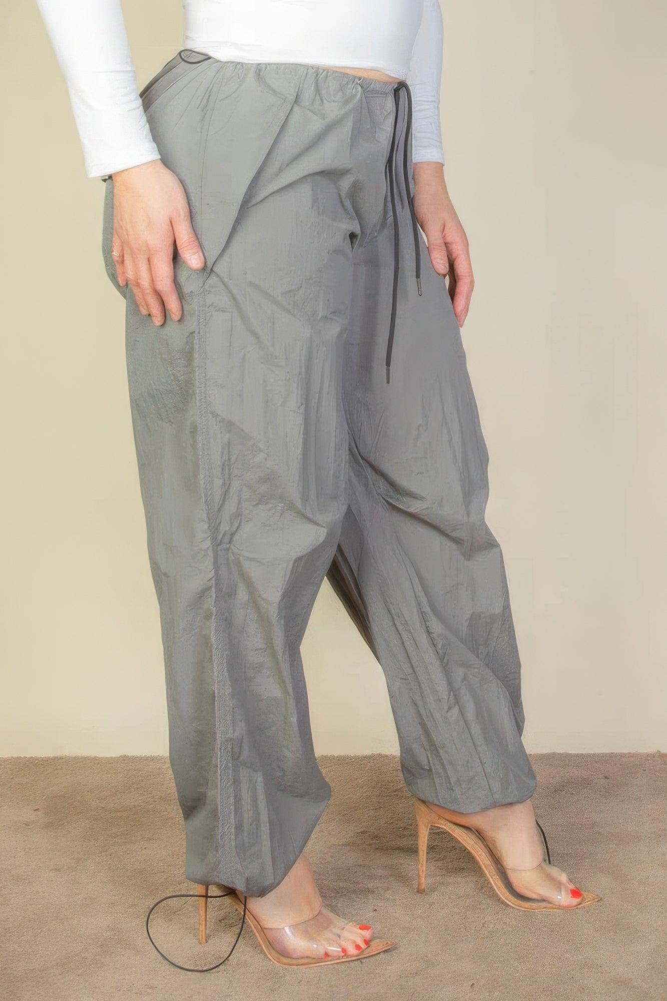 Plus Size Drawstring Waist Parachute Pants | Mixtshop LLC