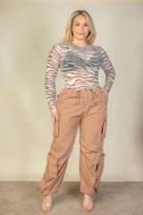 Plus Size Flap Pockets Drawstring Ruched Parachute Pants | Mixtshop LLC