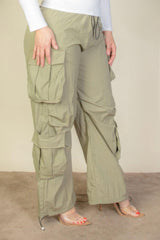 Plus Size Flap Pockets Drawstring Ruched Parachute Pants | Mixtshop LLC