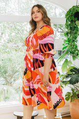 Plus Floral Print Square Neckline Midi Dress | Mixtshop LLC