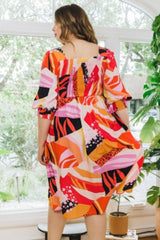 Plus Floral Print Square Neckline Midi Dress | Mixtshop LLC