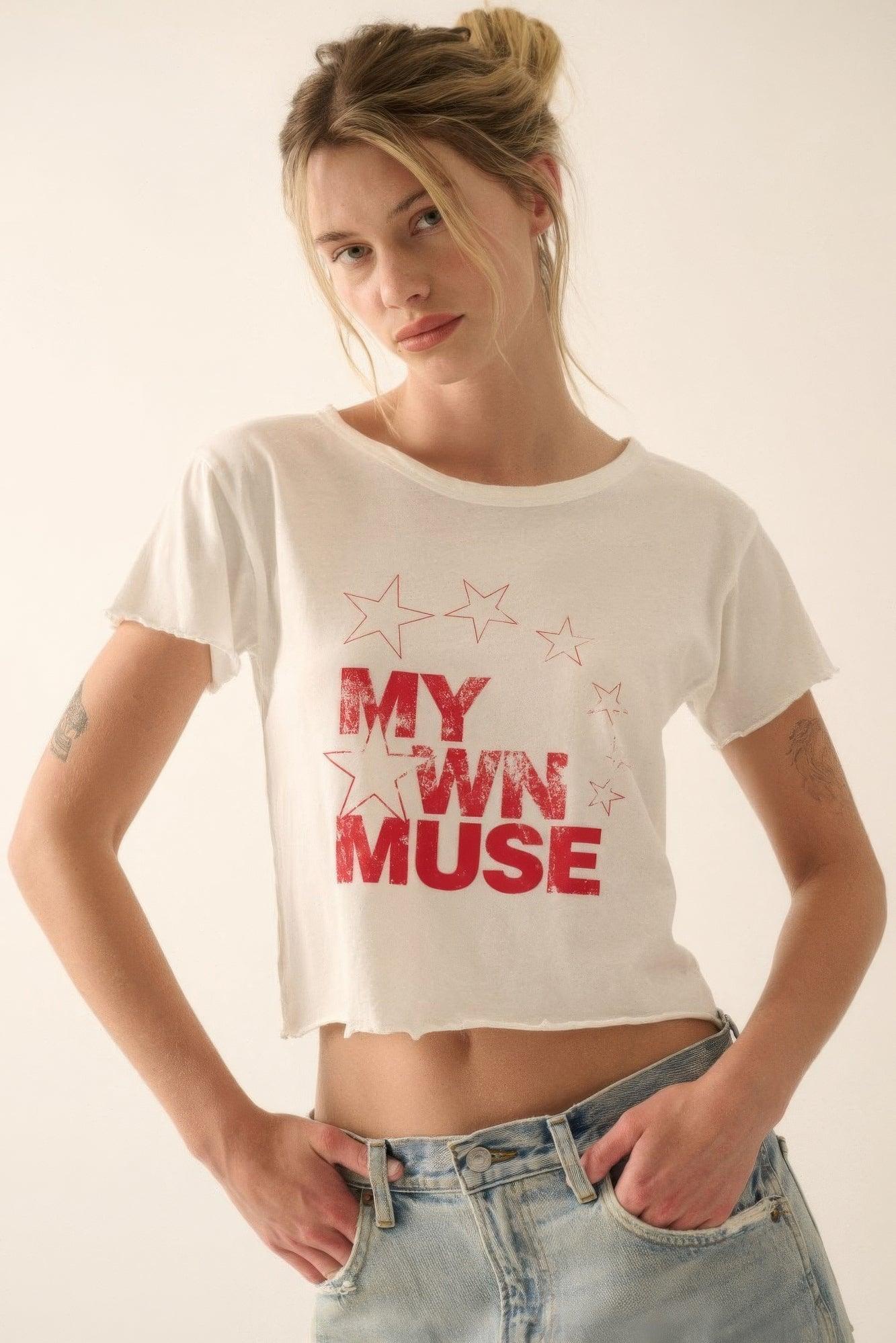 My Own Muse Vintage Wash Cropped Graphic Tee | Mixtshop LLC