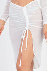 Sexy Sheer Mesh Drawstring Ruched Skirt | Mixtshop LLC