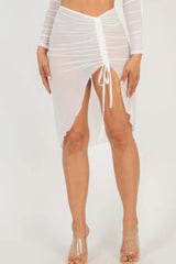 Sexy Sheer Mesh Drawstring Ruched Skirt | Mixtshop LLC