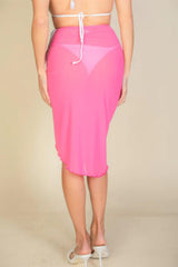 Sexy Sheer Mesh Drawstring Ruched Skirt | Mixtshop LLC