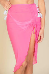 Sexy Sheer Mesh Drawstring Ruched Skirt | Mixtshop LLC