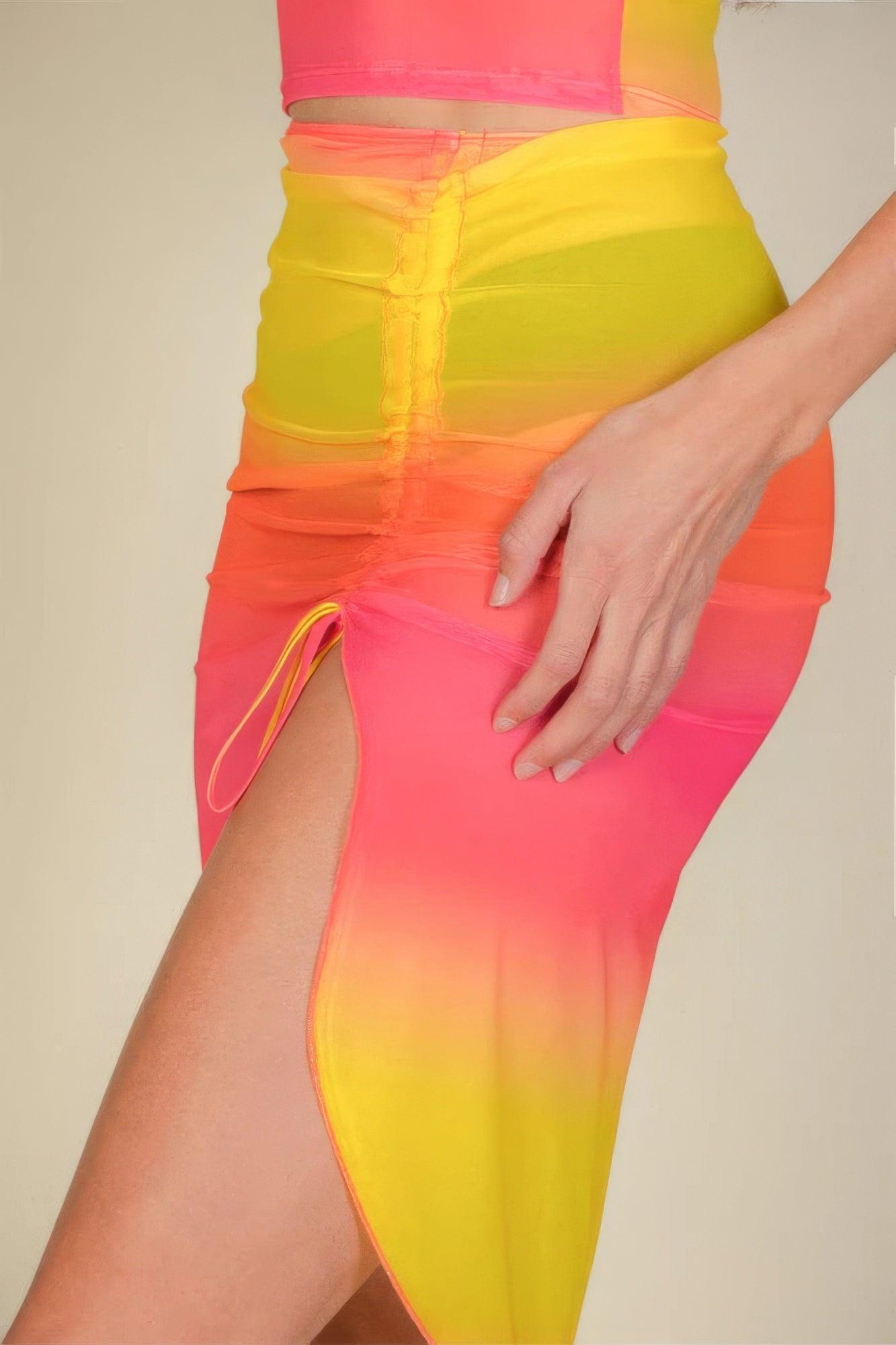 Sexy Sheer Mesh Drawstring Ruched Skirt | Mixtshop LLC