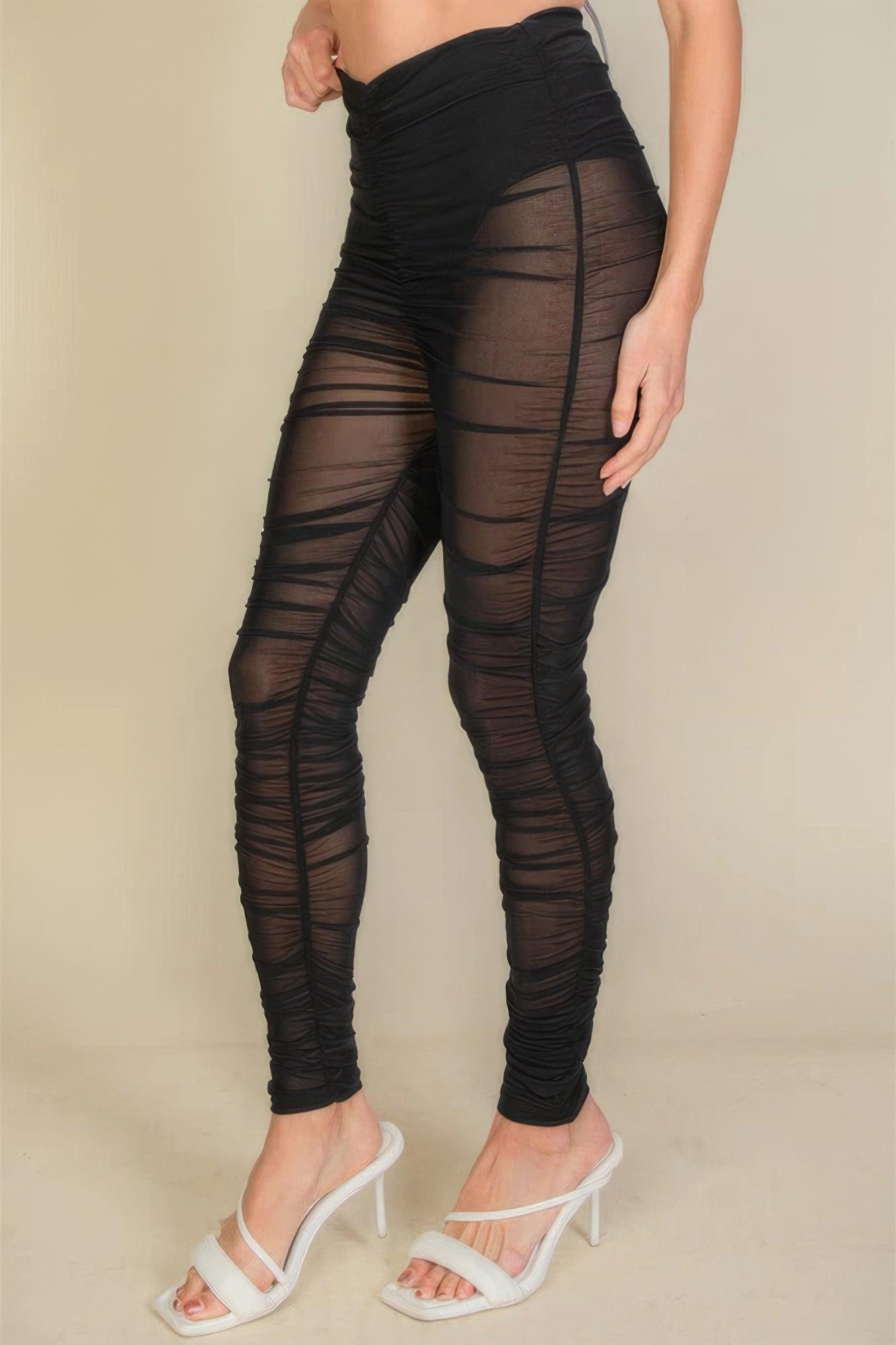 Ruched Poly Mesh Leggings | Mixtshop LLC