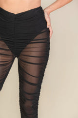 Ruched Poly Mesh Leggings | Mixtshop LLC