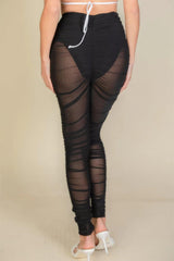 Ruched Poly Mesh Leggings | Mixtshop LLC