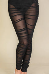 Ruched Poly Mesh Leggings | Mixtshop LLC