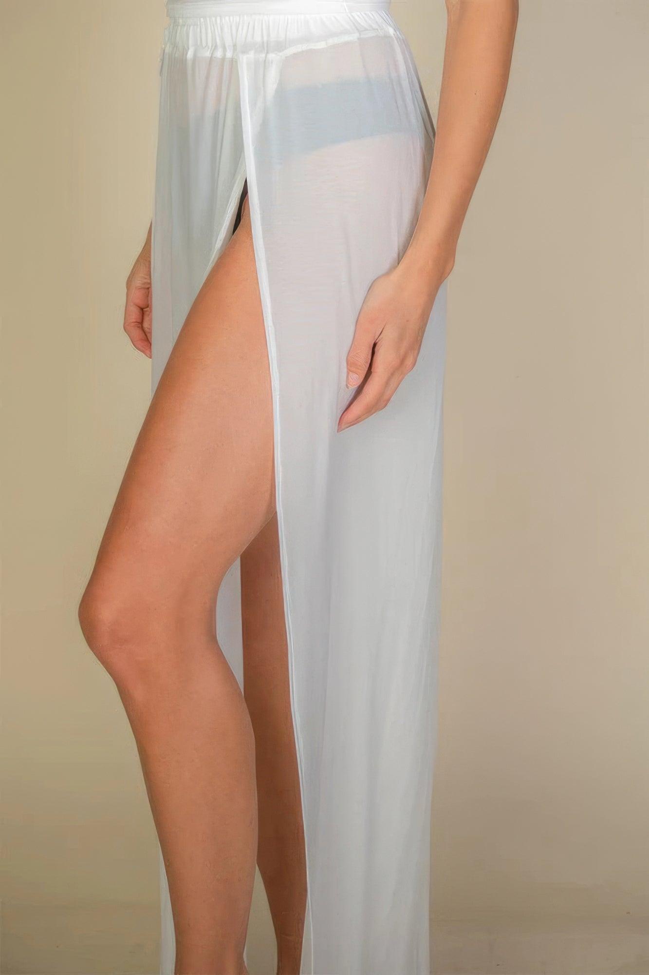 High Split Mesh Sheer Maxi Skirt | Mixtshop LLC