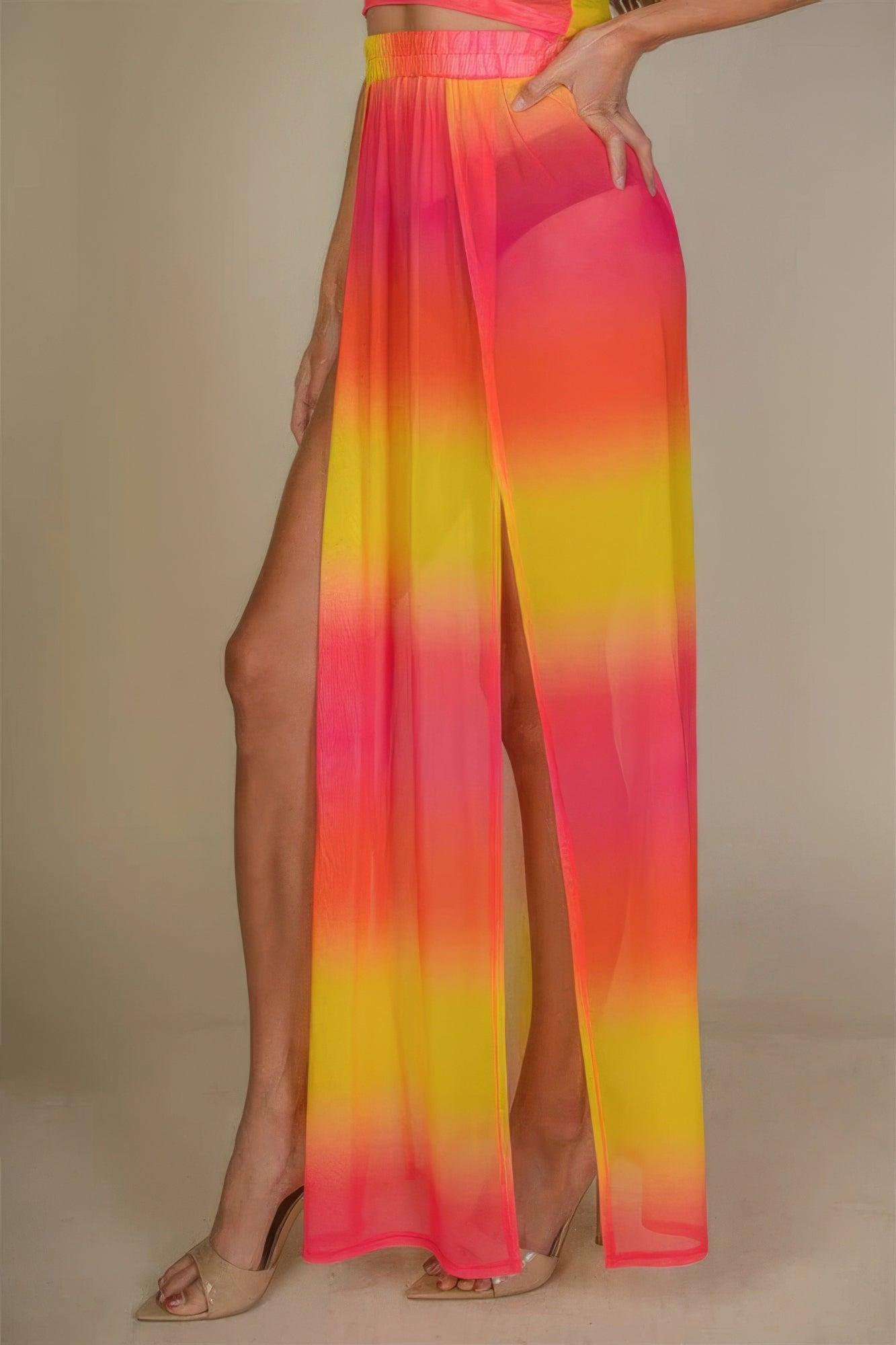 High Split Mesh Sheer Maxi Skirt | Mixtshop LLC