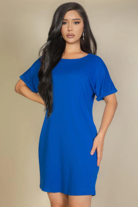 Side Pocket Double Folded Mini Dress | Mixtshop LLC