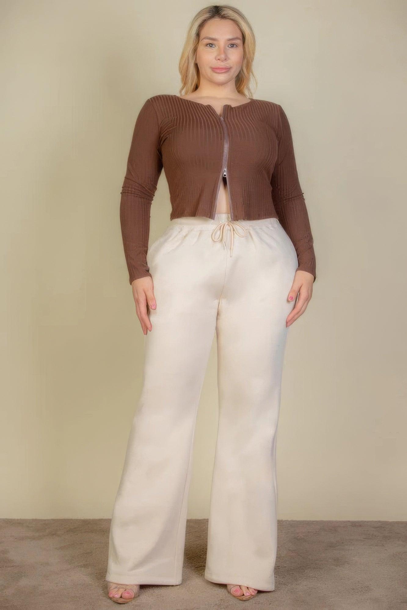 Plus Size Drawstring Waist Slant Pocket Sweatpants | Mixtshop LLC