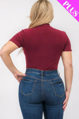 Plus Size Ribbed Short Sleeve Bodysuit | Mixtshop LLC